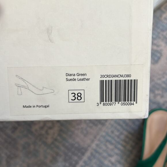 BY FAR Diana Suede Slingback Pumps Size 8 Kelly Green - Picture 10 of 11